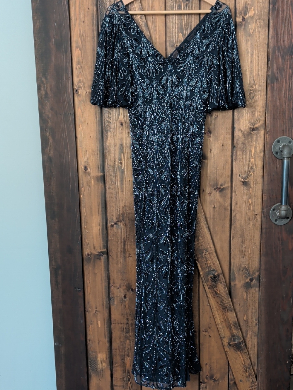 Aidan Mattox Black Beaded Evening Dress Midnight Twilight Size 6 - Picture 2 of 5
